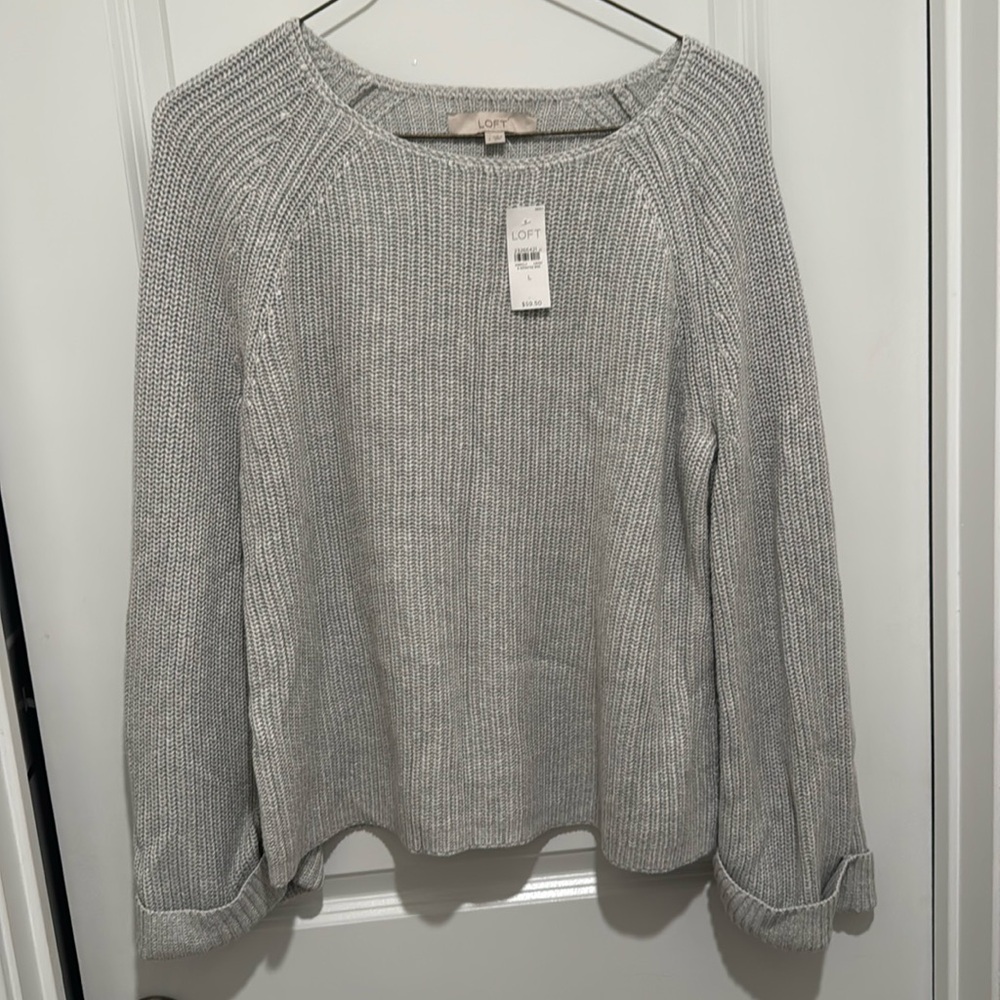 Loft NEW with tags knit Grey Sweater wide sleeves cute fit
